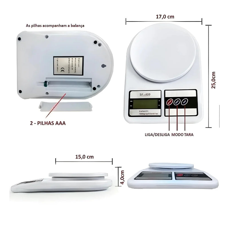 Balança de cozinha digital de alta precisão de 10 kg